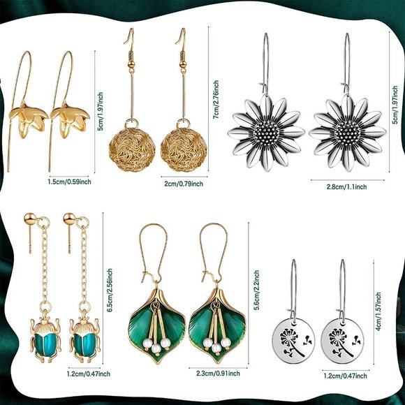 New 16 Pairs Crystal Drop Dangle Earrings Multi-shaped Quartz Stone Earrings - Picture 2 of 5